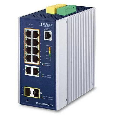 Коммутатор PLANET IP30 Industrial L2+/L4 8-Port 1000T 802.3at PoE + 2-Port 10/100/1000T + 2-Port 100/1000X SFP Full Managed Switch (-40 to 75 C, dual redundant power input on 48~56VDC terminal block, DIDO, ERPS Ring, 1588, ONVIF, Cybersecurity