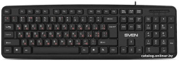 Клавиатура Sven KB-S230 Black (SV-018399) (проводная, мембранная, 104 клавиши, USB, влагоустойчивая конструкция, регулируемая высота, длина кабеля 2м)