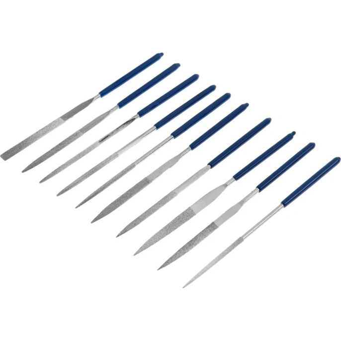 Набор алмазных надфилей ТУНДРА 50 х 140 х 3 мм, обрезиненные рукоятки, 10 шт. 2275920