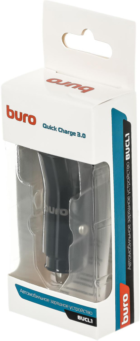 Автомобильное зарядное устройство Buro BUCL1,  USB-A,  18Вт, 3A, черный [bucl18p100bk]