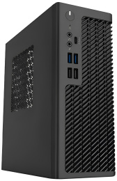 Корпус HAFF Pony 4L, материал: SGCC, толщина стенок: 0.6мм, 2хUSB2.0, 2хUSB3.0, HD Audio, 300W 80+ Bronze FLEX, 1x2.5 SSD, mITX, высота кулера: 75мм, воздушное охлаждение: 8см предустановлен, VESA в комплекте, быстросъемный зажим для верхней крышки, защи
