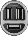 Автомобильное зарядное устройство HAMA H-173603, 3xUSB-A, 5Вт, 2.1A, черный [00173603]