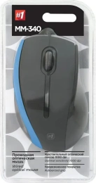 Мышь Defender MM-340 полноразмерная мышь, проводная USB Type-A, сенсор оптический 1000 dpi, 3 кнопки, колесо с нажатием, цвет черный/синий 52344