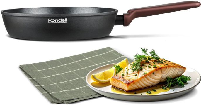 Сковорода Rondell Bojole RDA-2023 круглая 24см покрытие: Xylan Plus ручка несъемная без крышки черный