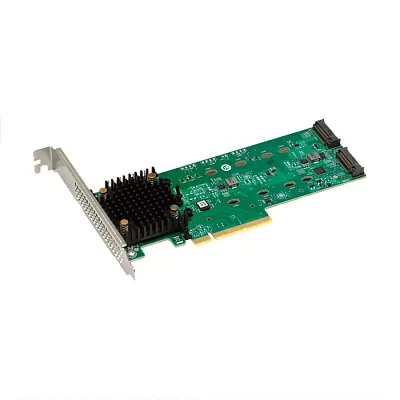 HBA-адаптер Broadcom 9540-2M2 SGL (05-50148-00 / 03-50148-00001) PCIe v4 x8 LP, Tri-Mode SATA/NVMe 12G RAID 0,1, 2x M.2 slots, 3808 IOC, RTL