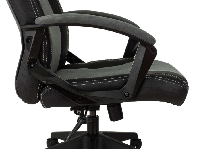 Кресло игровое ZOMBIE Hero, ткань/экокожа, до 120кг, серый