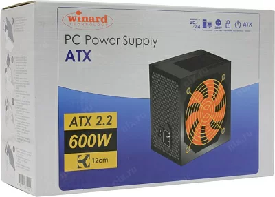 Блок питания Winard 600WA(12) Black 600W ATX (RTL) (24+2x4+6/8пин)