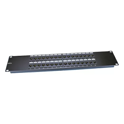 Hyperline PP3-19-32-8P8C-C5E-110D Патч-панель 19", 2U, 32 порта RJ-45, категория 5e, Dual IDC," ROHS, цвет черный