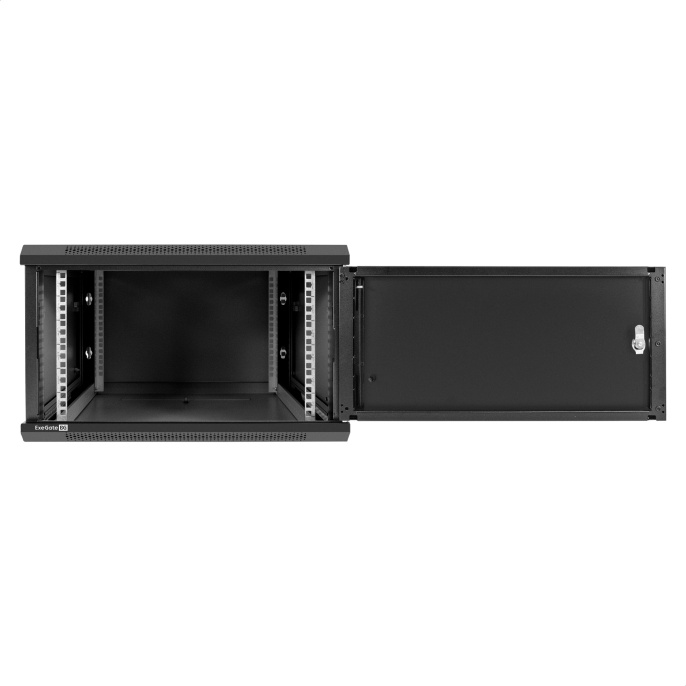Шкаф телекоммуникационный 19" настенный 6U ExeGate EC-WM-6U.600.M.BLACK 19”, 6U, 600x600x370mm ШхГхВ , передняя дверь металл, съемные боковые панели, пыле- и влагозащита IP23, черный RAL 9004 EX298618RUS