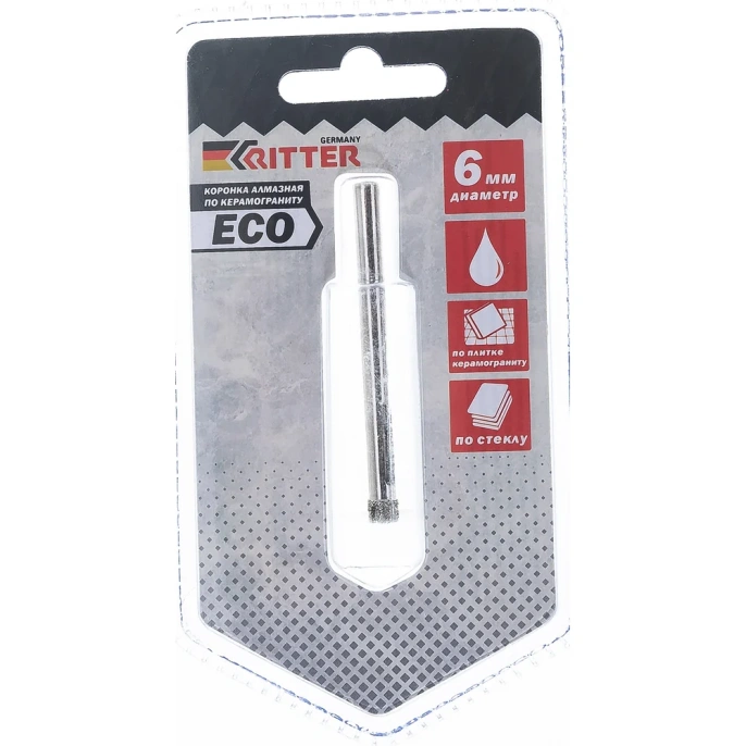 Коронка алмазная Eco по стеклу и керамограниту 6 мм RITTER PS22305061