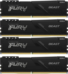 Модуль памяти Kingston 64GB 3200MT/s DDR4 CL16 DIMM Kit of 4 FURY Beast Black KF432C16BBK4/64