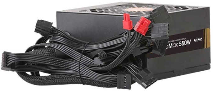 Блок питания Zalman ZM550-GVII 550W ATX 12V 2.31, APFC, 80+ Bronze, выходы 3,3V - 18А; 5V - 15А; 12V1 - 45А; 12V - 0,3А; Mainboard 24pin , CPU 4+4 Pin