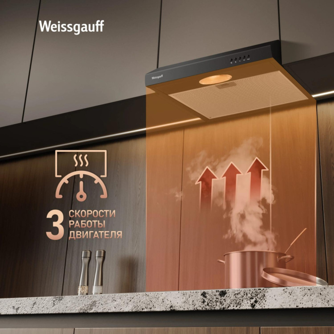 Вытяжка козырьковая Weissgauff Cover 50 черный управление: кнопочное (439258)