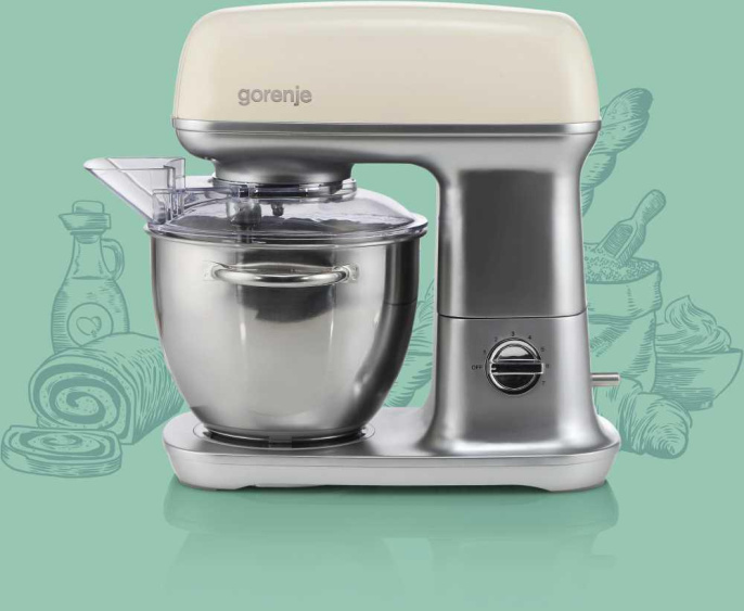 Кухонная машина Gorenje Retro MMC1000RL планетар.вращ. 1000Вт бежевый