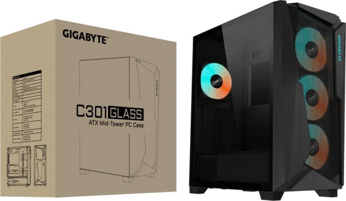 Корпус ATX GIGABYTE C301G, Midi-Tower, без БП,  черный [28300-gc301b-1ckr]