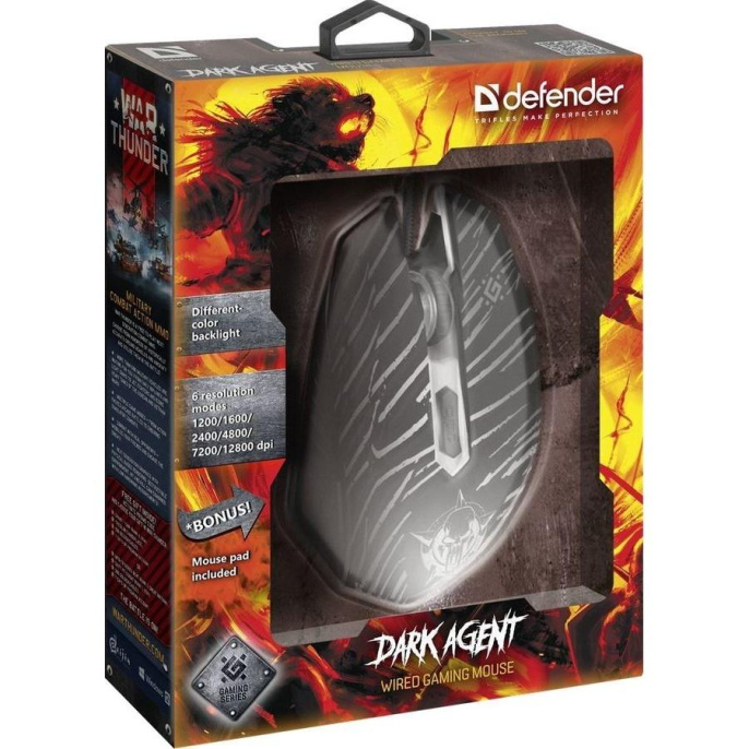 Манипулятор Defender Dark Agent Gaming Mouse GM-590L RTL USB 6btn+Roll 52590