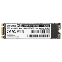 Накопитель SSD M.2 2280 480GB ExeGate Next KC2000TP480 PCIe Gen3x4, NVMe, 22x80mm, 3D TLC EX282316RUS