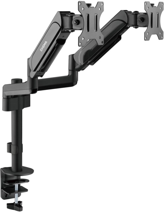 Кронштейн для мониторов ЖК Digma D-MM202D, до 32", до 9кг, крепление к столешнице, поворот и наклон, черный