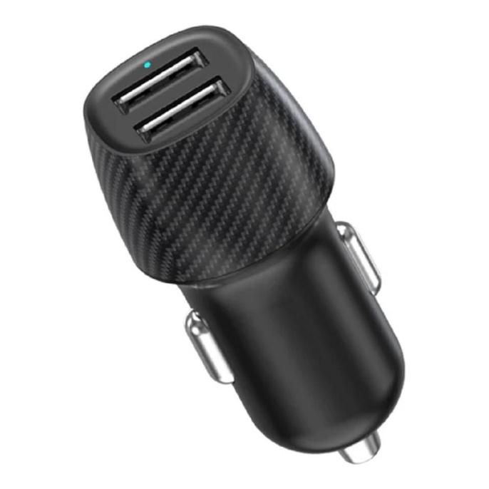 Rexant 18-2220 Автомобильное зарядное устройство c двумя портами USB-А + USB-A со световой индикацией, 12Вт, черное