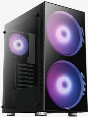 Корпус ATX Aerocool Python-G-BK-v1, Midi-Tower, без БП,  черный