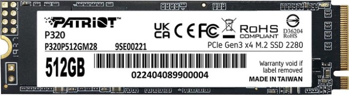 Накопитель SSD M.2 2280 M PCI Express 3.0 x4 Patriot 512GB P320 P320P512GM28 3000/2200 MBps TLC.