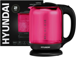 Чайник электрический Hyundai HYK-G4808 1.7л. 2200Вт малиновый/черный корпус: стекло