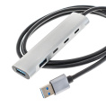 ORIENT CU-422A, разветвитель USB 3.2 Gen1 5 Гбит/c , порты: 2xUSB-A + 1xUSB-C, 1 порт USB 2.0 USB-C, порт для доп.питания USB-C, алюм.корпус, кабель подключения USB Type-A, длина 1.2 метра 31334