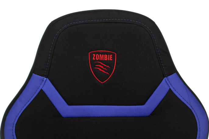 Кресло игровое Zombie 10 черный/синий ткань/эко.кожа крестов. пластик