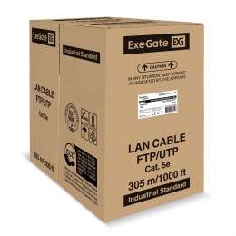 Кабель ExeGate Special UTP4-C5e-CCA-S24-IN-PVC-GY-305 UTP 4 пары кат.5e CCA, 0.48мм (24AWG), 305м, серый, PVC EX301084RUS