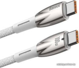 Кабель Baseus Glimmer Series Fast Charging, USB-C - USB-C, 100 Вт, 1 м, белый CADH000702