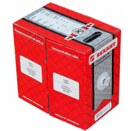 Rexant 01-0002 Кабель витая пара U/UTP, CAT 5e, PVC, 1PR, 24AWG, INDOOR, SOLID, серый, 305м