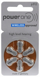 Батарейка Power One Zinc-Air p312 BL6 воздушно-цинковые, диаметр: 7.9 мм, высота: 3.6 мм, напряжение: 1.45 V