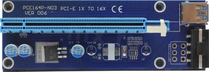 KS-is KS-346 Адаптер PCI-Ex1 M -- PCI-Ex16 F райзер с питанием Molex