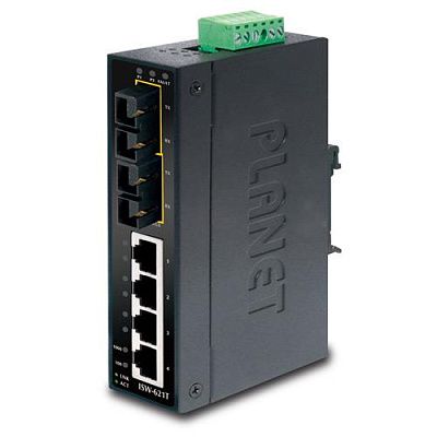 PLANET ISW-501T коммутатор для монтажа в DIN рейку. IP30 Slim Type 5-Port Industrial Fast Ethernet Switch (-40 to 75 degree C)