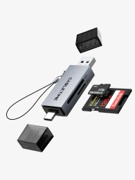 Кардридер CABLETIME CD40G (CT-ACSD3-AG) - USB 3.0, Type-C, адаптер SD/microSD, серый
