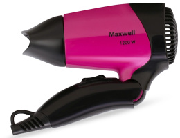 Фен Maxwell MW-2007, 1200Вт, черный и малиновый