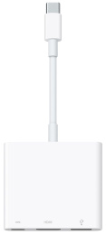Адаптер Apple A2119 USB-C Digital AV Multiport Adapter MUF82AM/A для компьютера, для смартфонов и планшетов, функции: передача видео, передача аудио, питание устройств, разъемы: HDMI, USB 2.0 Type-C, USB 2.0 Type-A, цвет: белый