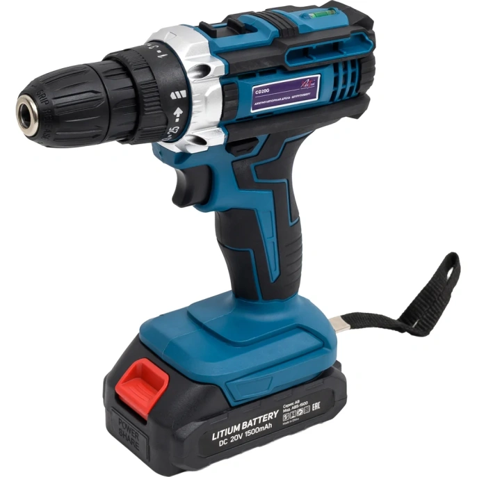 Аккумуляторная дрель-шуруповерт AktiTool CD20G в кейсе (20 В, 2 аккум  1500 мАч)  101208