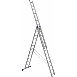 Лестница алюминиевая Алюмет 3х13 ступеней трехсекционная универсальная H3 5313