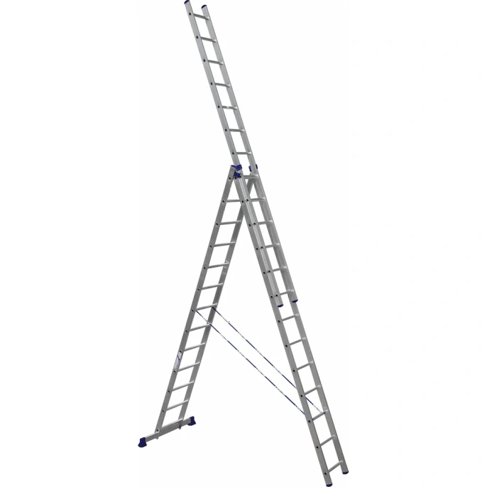 Лестница алюминиевая Алюмет 3х13 ступеней трехсекционная универсальная H3 5313