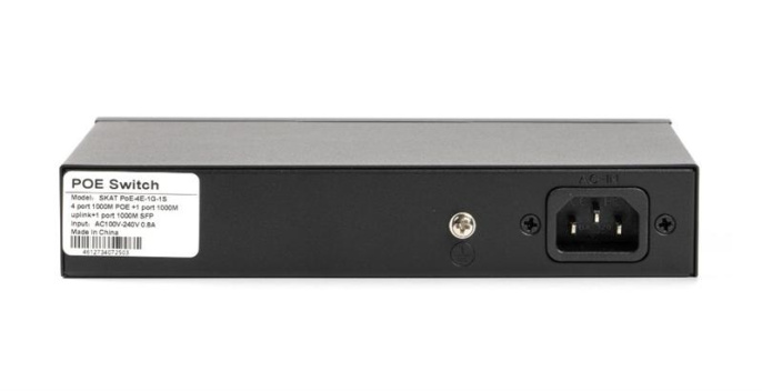 Коммутатор 4084 SKAT PoE-4E-1G-1S коммутатор PoE Plus, мощность 80Вт, порты: 4-Ethernet, 1-Uplink, 1-SFP