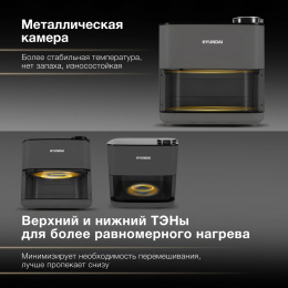 Аэрогриль Hyundai HYF-9085 8л 2000Вт темно-серый/серебристый