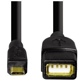 Кабель HAMA micro USB m - USB f , 0.15м, 1.5A, черный [00078426]