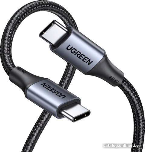 Кабель UGREEN US535 15311 USB-C to USB-C 240WPD Fast Charging Cable в оплетке. Длина: 1м. Цвет: серый космос