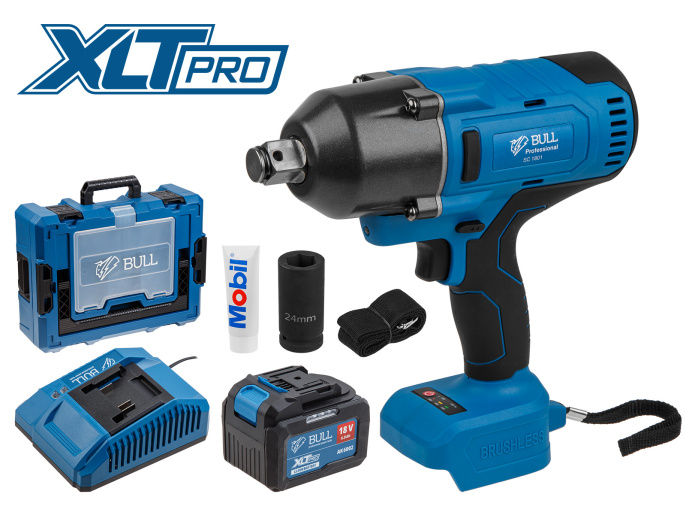 Аккум. ударный гайковерт BULL SC 1801 Xcase XLTpro БЕСЩЕТ., 18 В, 1000 Н*м, 3/4", 1х6 А*ч, з/у 4 А 1329885