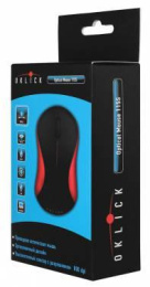 Мышь проводная Oklick 115S, оптическая, USB, 1200dpi, черный и красный [711637]