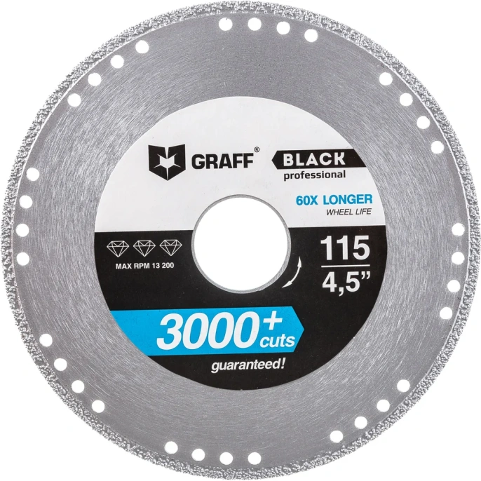 Диск отрезной алмазный по металлу (115х22.2 мм) для УШМ GRAFF black115