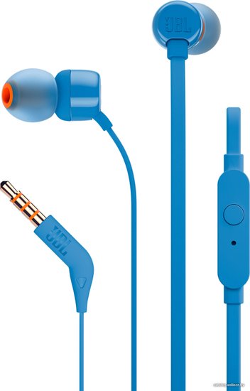 Наушники JBL TUNE 110 BLUE JBLT110BLU наушники с микрофоном, внутриканальные, портативные, 20-20000 Гц, кабель 1.2 м