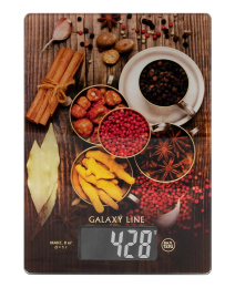 Кухонные весы Galaxy Line GL2821 7021128210 материал платформы: высокопрочное стекло, максимально допустимый вес: 8 кг, цена деления: 1 г, единицы измерения: грамм, унция, фунт, миллилитр, сенсорное управление