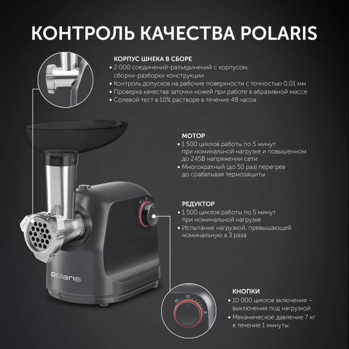 Мясорубка Polaris PMG 1872 1800Вт черный